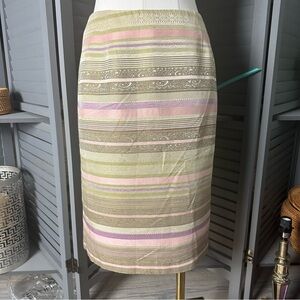 Striped Pastel Silk Skirt by The Limited. 2